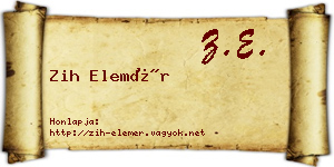 Zih Elemér névjegykártya